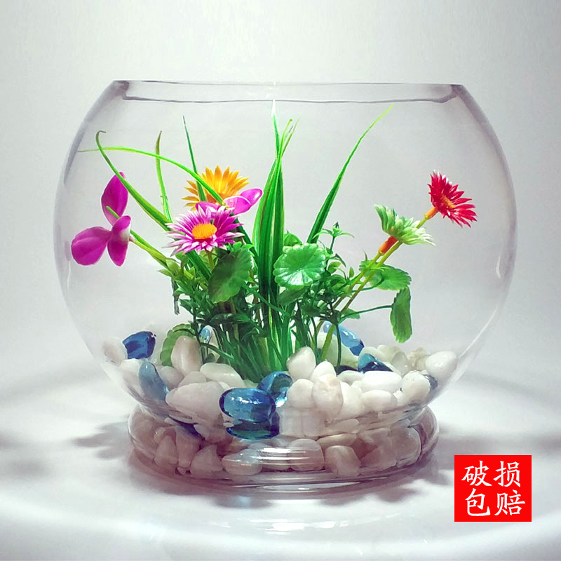 小圓魚缸造景套餐裝飾仿真水草套餐裝飾微型小魚缸假水草塑料水草