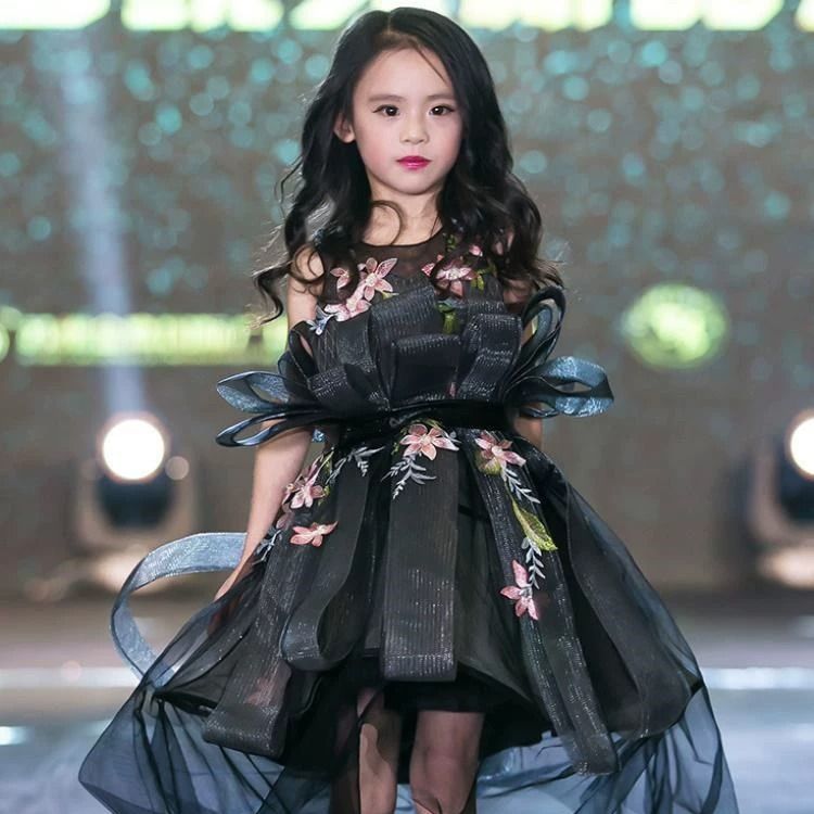 女童走秀禮服時尚洋氣兒童公主裙蓬蓬裙生日鋼琴演出服主持人走秀