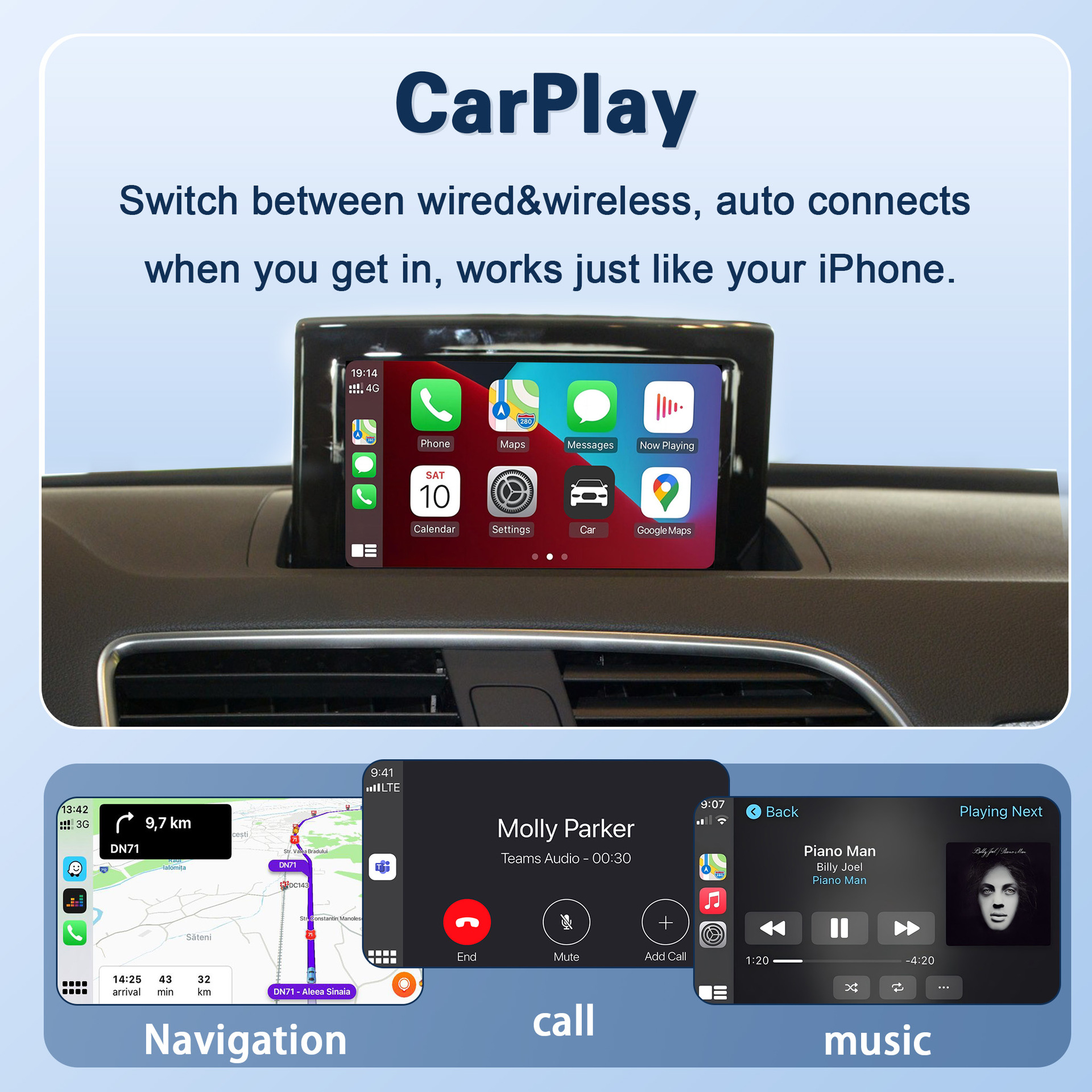 Cross-Border Wireless Carplay/Hicar Suitable for Audi Audi Original Car Screen Upgrade Multimedia Decoder Supply Source