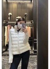 深圳南油高端女装立领轻薄款时尚简约纯色拼接修身白鹅绒羽绒服女