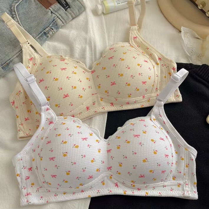 Cross-border in stock Sweet Underwear Women's Small Chest Gathering Cheap Girl's Bra Thin Non-rimmed Chest for Students and High School Students Cross-border in stock Sweet Underwear Women's Small Chest Gathering Cheap Girl's Bra Thin Non-rimmed Chest for Students and High School Students