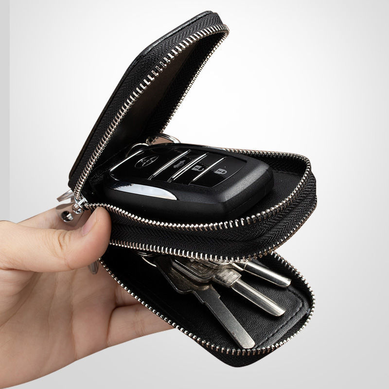 Estuche para Llaves de Coche de Cuero de Alta Gama para Hombre y Mujer, Estilo Llavero, Comercio Exterior, Doble Capa, Universal