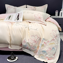 2025新款轻奢A类水洗棉磨毛重工刺绣款四件套礼盒包装床单床笠款