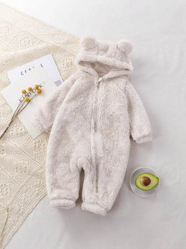Fudong Cang ships in stock—winter warm rompers for newborns, baby onesies, plush outerwear coveralls for babies.