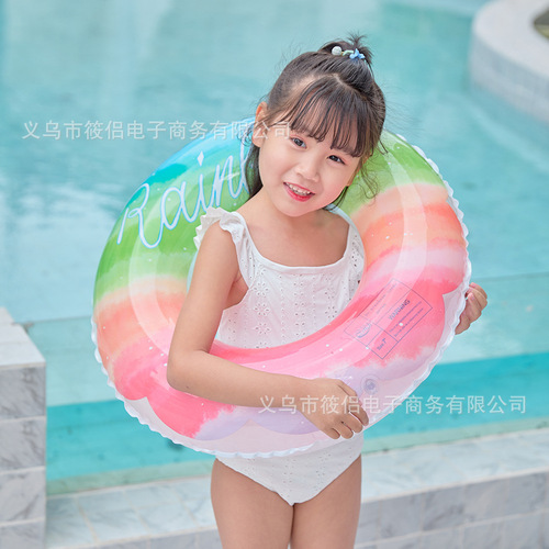 Supply ins Internet celebrity fairy adult swimming ring thickened PVC rainbow pattern swimming ring armpit ring