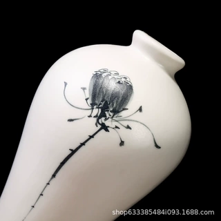 手绘花瓶干花装饰品摆件客厅插花北欧水培中式餐桌禅意陶瓷小花瓶