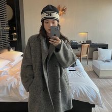 2024秋冬新款澳洲羊毛中长款毛呢外套女双面呢高级灰色大衣
