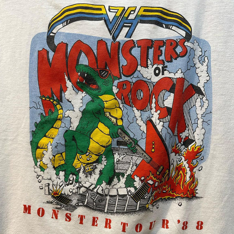 Monsters Of Rock Old Metal Rock Band Periférico de manga corta Vintage Camiseta retro americana Hombre