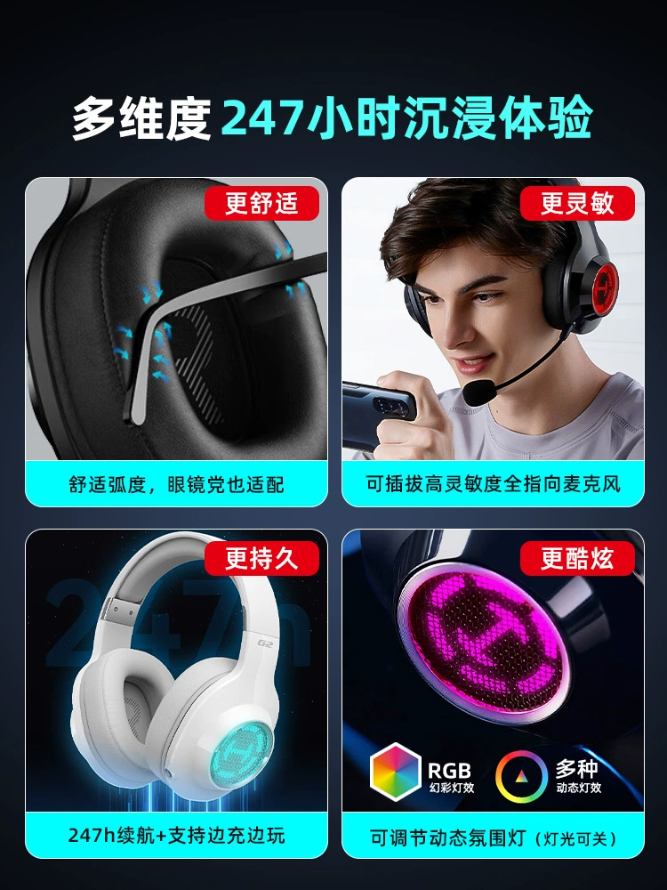 Наушники Walkman G2 беспроводная версия, игровая гарнитура с кабелем, Bluetooth для ПК, микрофон для игр и «пабга»