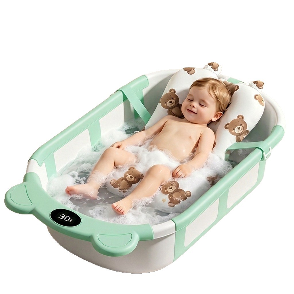 Ventas transfronterizas calientes de pequeño volumen sensible a la temperatura bañera infantil bañera plegable para bebés se puede sentar y acostar productos neonatos