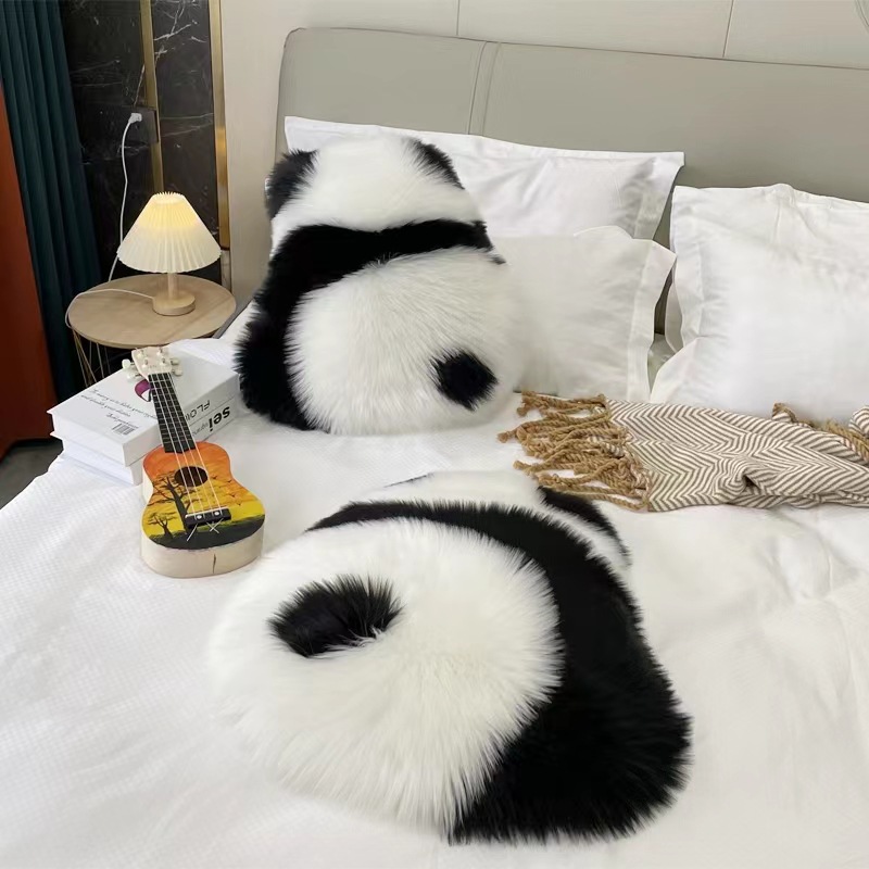 Cross-Border Imitation Wool Pp Cushion Plush Pillow, Sofa Seat Waist Cushion, Cute Panda Back Pillow