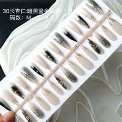 30片手工穿戴甲暗黑鎏金蝴蝶長杏仁手工光療款可拆卸成品甲片