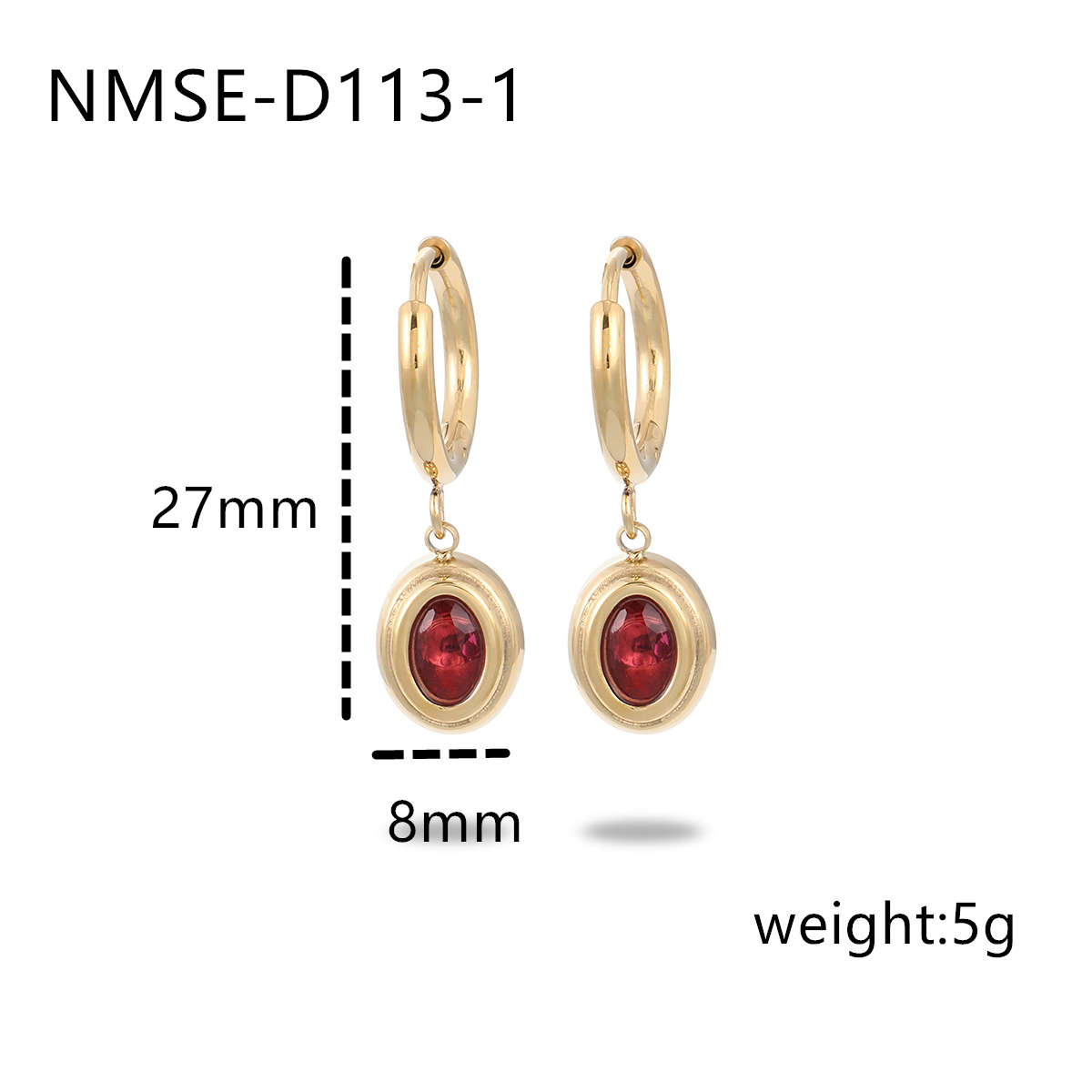 Zircon Inlay Material Charm Sleeper Hoop Earrings, Drop Earrings Classification 18K Gold Plating Color PVD Coated Real Gold Plated 18K Geometric 304 Stainless Steel Elegant Streetwear Waterproof Non Tarnish Charm Sleeper Hoop Earrings Drop