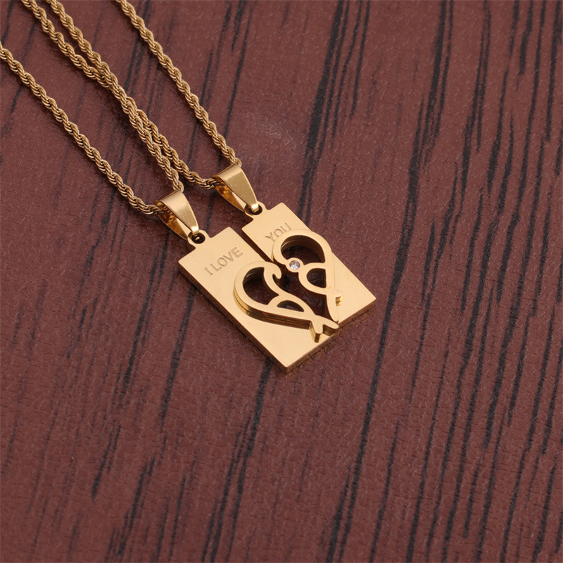 Nihaojewelry Retro Twist Chain Letter Heart Pendant Stainless Steel Necklace Wholesale display picture 3