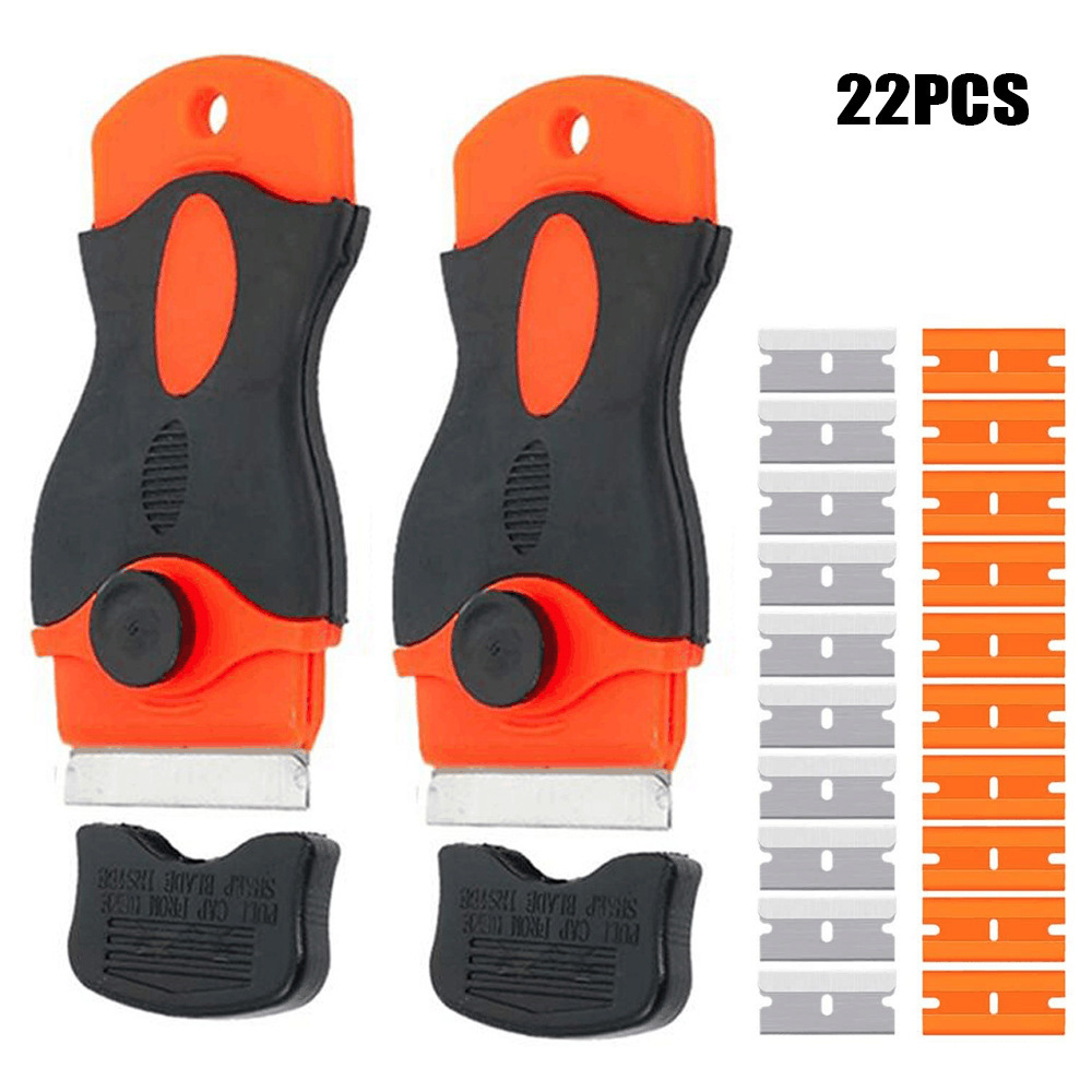 跨境22件套单面塑料刮板密封刮板带有10个碳钢和10个塑料刮板