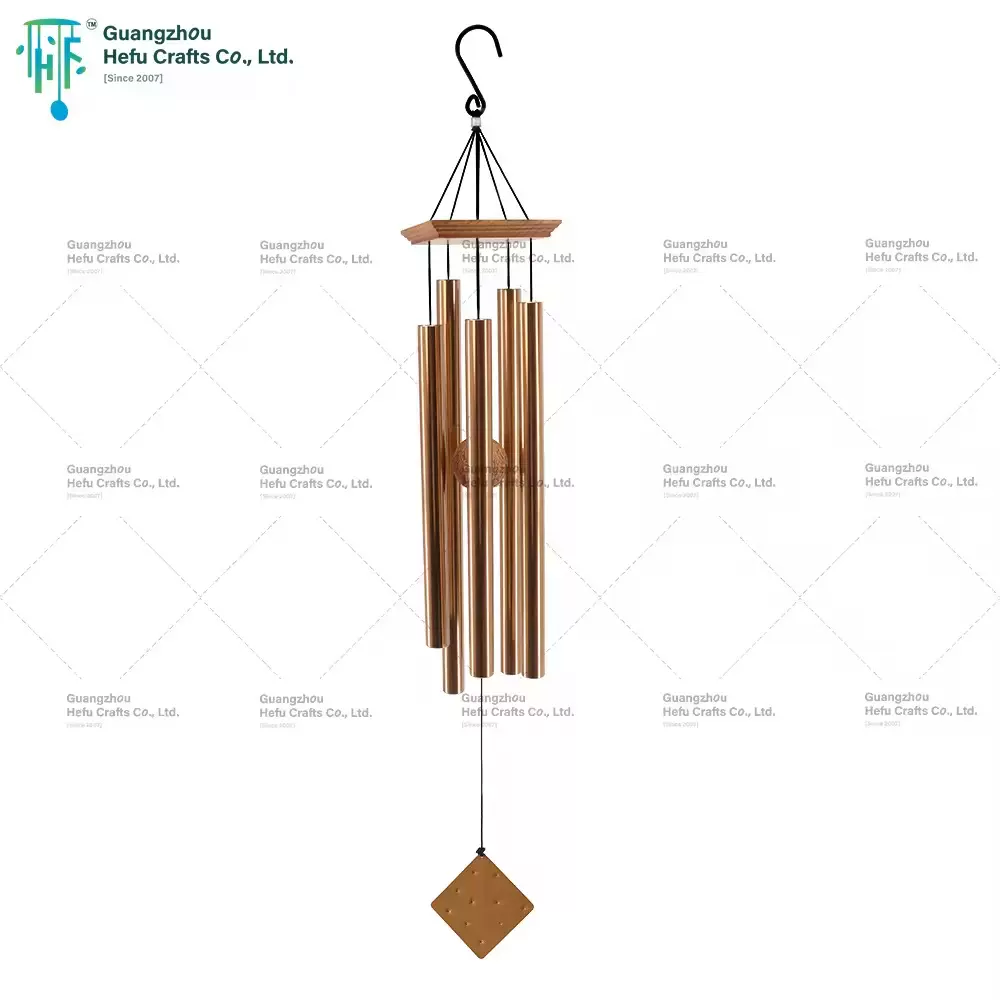 HF 51英寸金铝管纪念风铃，木制顶部和锤击金属下摆