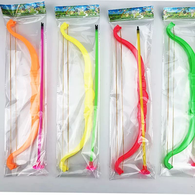 夜市地摊玩具货源36公分塑料彩色软弹弓箭玩具单个包装厂家销售