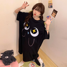 现货小红书2026新款女生睡裙短袖棉质卡通可爱夏季薄款大码家居服