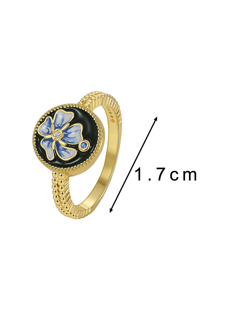 Casual Flower Copper Enamel Plating Inlay Zircon Rings display picture 1