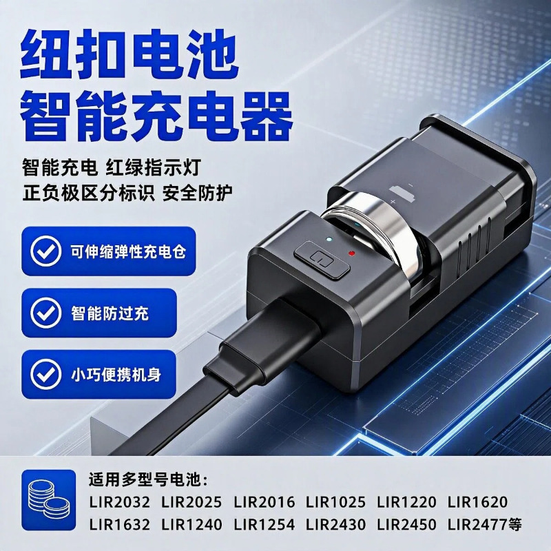Highly compatible button battery charger for LIR2032, 2025, 2450, 2477 car key remote control charging Highly compatible button battery charger for LIR2032, 2025, 2450, 2477 car key remote control charging