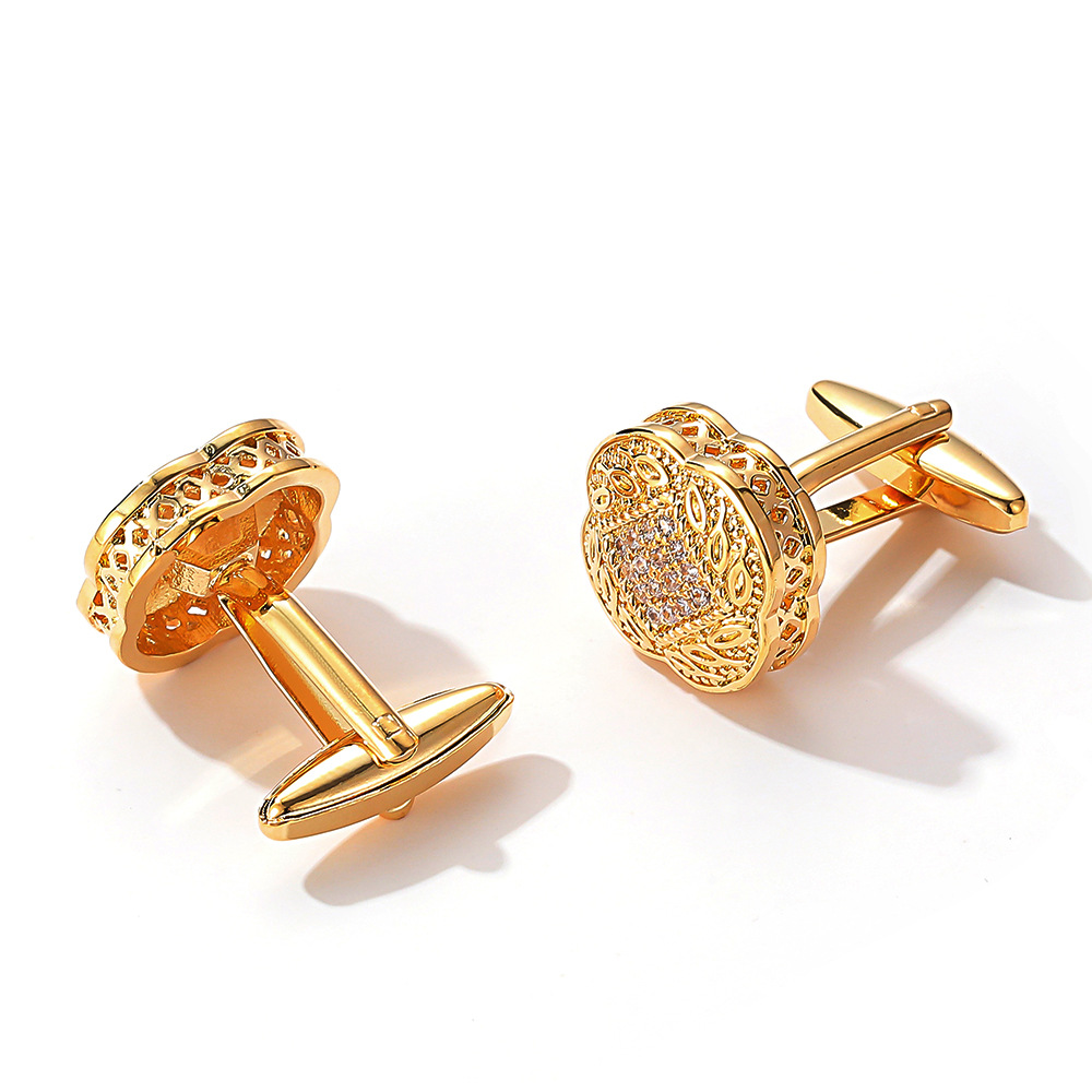 Gemelli da uomo quadrati in zircone vintage accessori camicia rame_voghion.com