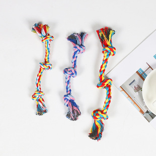 Pet Toy Manufacturer Three-Knot Cotton Rope Dog Toy Braided Molar Chewing Rope Pet Supplies Three-Strand Rope Processing Wholesale