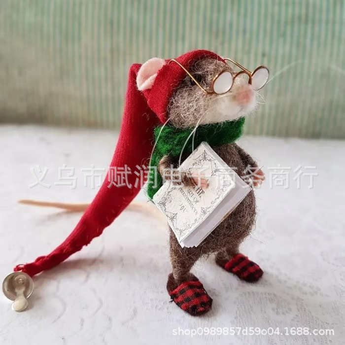 独立站新款Cute Needle Felted Mouse可爱针毡老鼠创意编织礼物-阿里巴巴