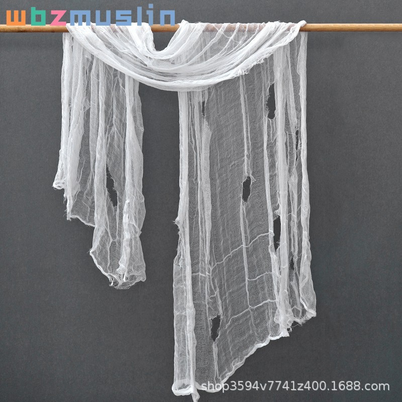 Suministro transfronterizo Halloween negro rasgado gasa fantasma Festival horror ventana pantalla tela de araña gasa fantasma Festival horror mantel
