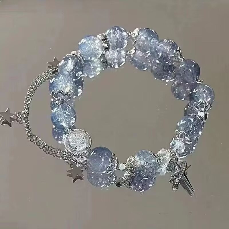 モアナ深海ブルーブレスレットオリジナルグラデーションニッチブルーシーフィッシュテールヒトデガラスブレスレットギフト|undefined