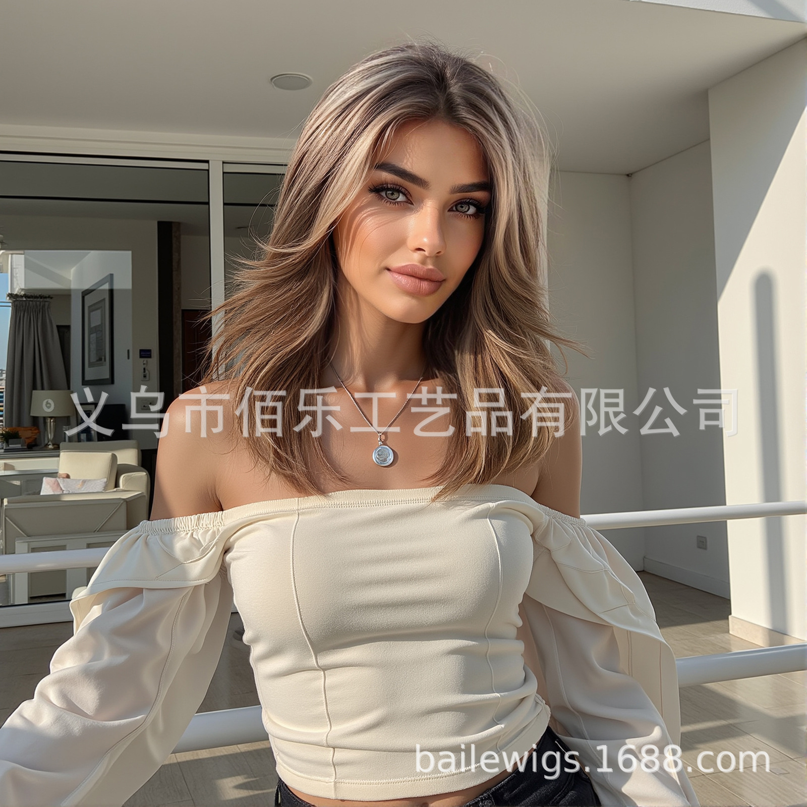 Nueva peluca de venta caliente, color marrón, cabello rizado de longitud media, cubierta de cabeza completa, fibra química, hair femenino, stock europeo y americano al por mayor
