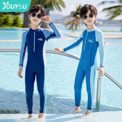 子供の水着の男の子の長袖のワンピースの温泉の小さい中の大きい子供の夏の水着のズボンの赤ちゃんの専門の水着の卸売り