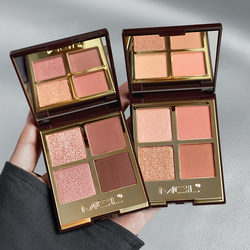 Mgl Four-Color Luxury Eye Shadow Pearlescent Matte Pink Brown Earth Color Daily Versatile Contouring Blush Comprehensive Makeup Palette