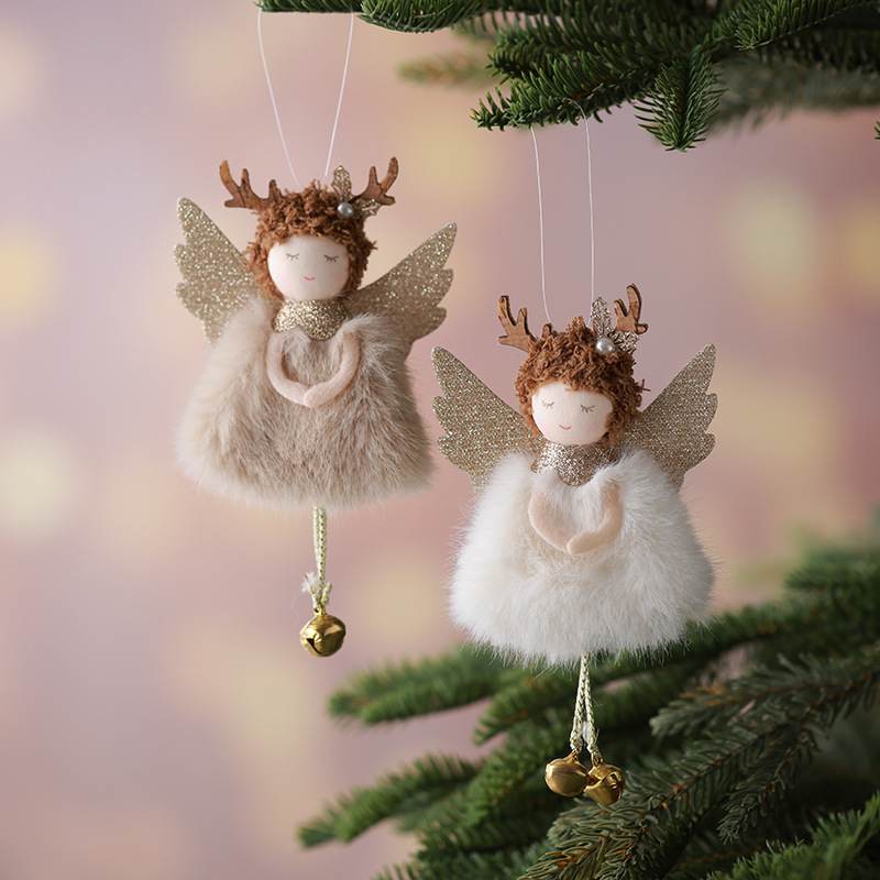 Nuevos productos transfronterizos de venta caliente Angel Girl Navidad decoración colgante gorra de punta colgante de muñeca de peluche de tamaño grande
