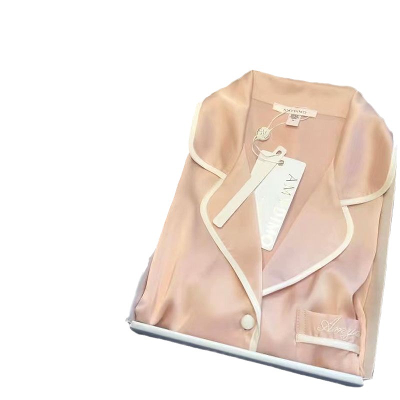 Tiffany Azul de Seda de Hielo pijamas de Las Mujeres de Primavera y Otoño de manga larga nueva seda artificial de alta calidad sedoso desgaste del hogar de dos piezas conjunto