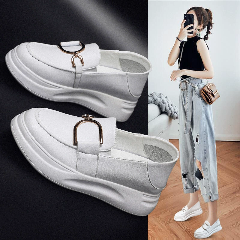 Невидимые женские туфли, увеличивающие рост, 2023 года, универсальные двусторонние сандалии, женские лоферы из натуральной кожи, дышащие полусандалии, увеличивающие рост.