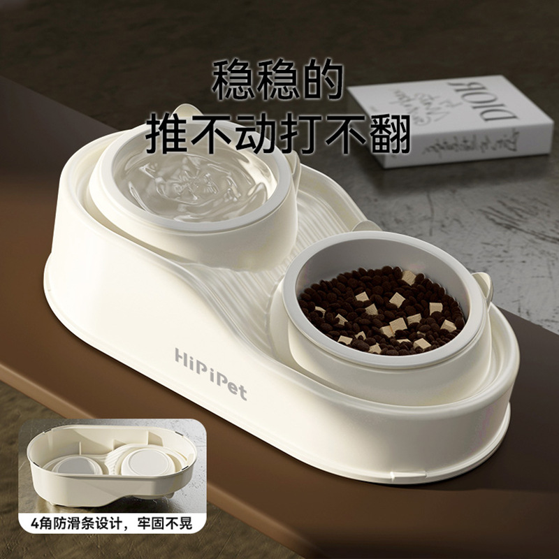 Suministros transfronterizos para mascotas, área de humedad de alimentos, tazones dobles de cerámica para gatos lindos, tazones para gatos anti-volcado, tazones para beber, tazones para perros, tazones para mascotas