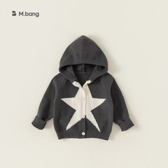 Children's sweater spring and autumn set, girl's star knitting cardigan casual hooded jacket QY23230