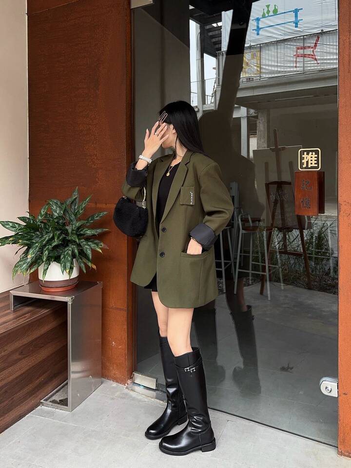 Bốt cao cổ nữ da cừu phong cách Anh quốc, đế dày tôn dáng, gót siêu cao trên 8 cm — Màu đen [cộng với nhung], đen chi tiết 12