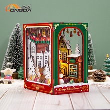 弘达diy木制小屋圣诞立体拼图娃娃屋微缩模型跨境玩具手工材料包
