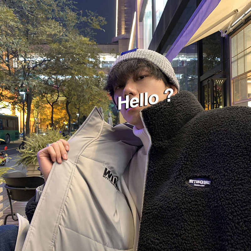 Invierno forrada de lana engrosada de doble cara de Cachemira abrigo de algodón acolchado de los hombres de Hong Kong estilo de moda abrigo de pan suelto pareja abrigo casual