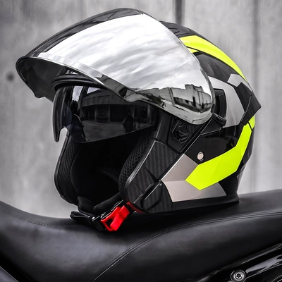 AD electric motorcycle helmet for men | Motosiklet kaskı (dəbilqə) - yellow-shadow-blade-silver-plated-mirror-free-hd-mirror-l58-59-head-circumference