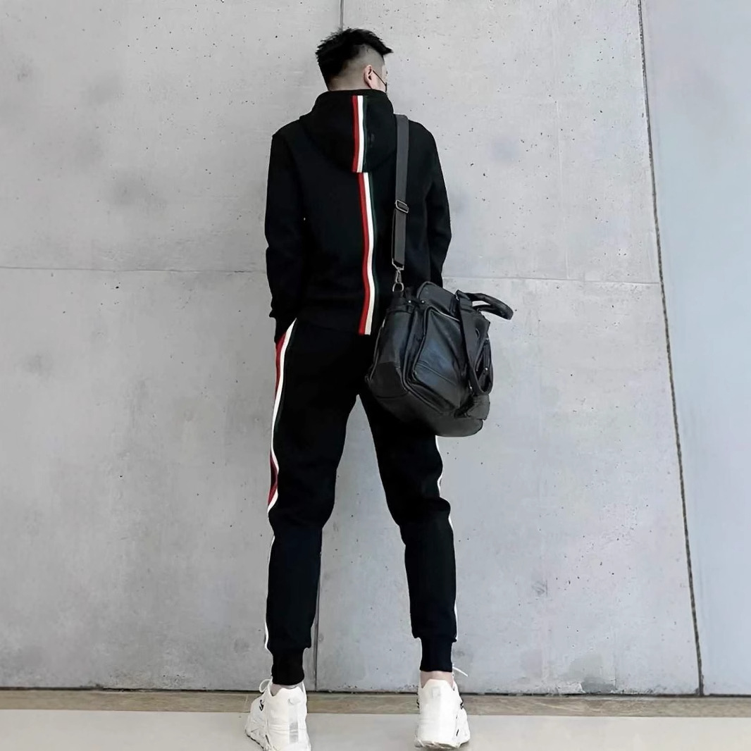 Men's Autumn and Winter New Hooded Casual Sports suit Two-piece Set Comfortable high quality Fashionable All-match Cool