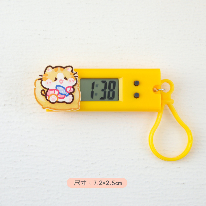 新しい漫画かわいいミニ電子壁時計ポータブル学生電子時計仕事研究試験スケジュールミュート|undefined