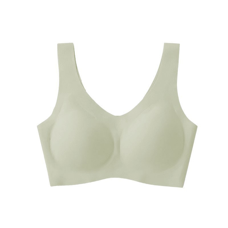 Bras ropa interior femenina sin costuras almohadilla de látex hermoso estilo chaleco deportivo sujetador fino para dormir sujetador de seda de hielo reunido