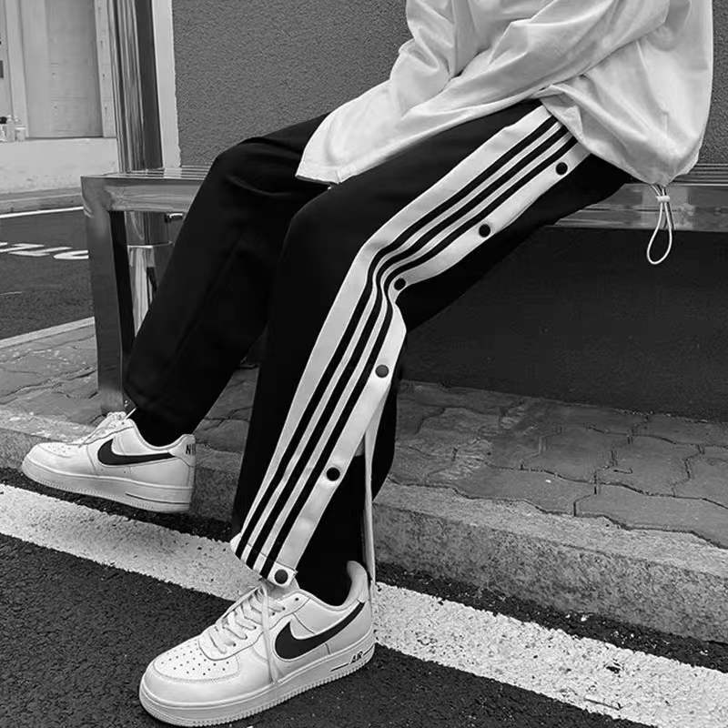 Breasted pants men's Korean-style fashionable loose straight sports pants fried street Ruan handsome wide-leg basketball pants casual trousers