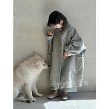 女童大衣儿童毛呢外套秋冬装2024新款男童宝宝加厚中长款灰色上衣