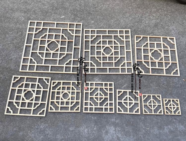 东阳木雕中式过道走廊吊顶窗花灯罩隔断背景墙实木玄关通花板花格