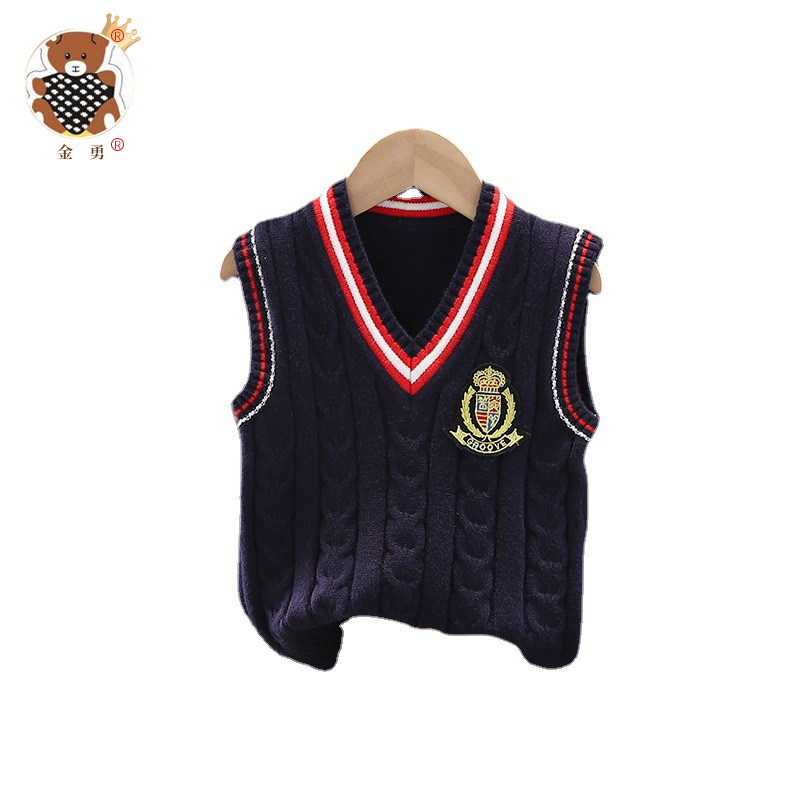 Entrega de una pieza [Jin Yong] Chaleco de punto para niños primavera y otoño estilo coreano estilo occidental nuevo chaleco de lana chaleco para niños