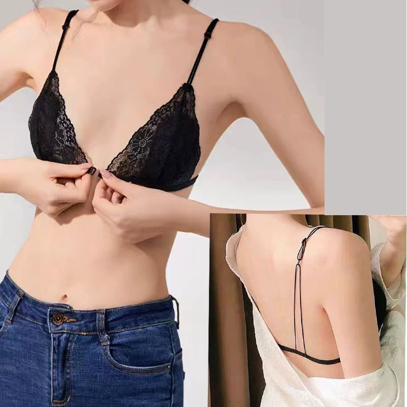 Wireless bra, ultra thin summer lace underwear, french style, thin strap, beautiful back