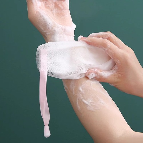 Soap Bag Foaming Net Dual-Layer Thickened Hand-Powered Foaming Face Wash and Shower Gel Soap Storage Net Mesh Bag